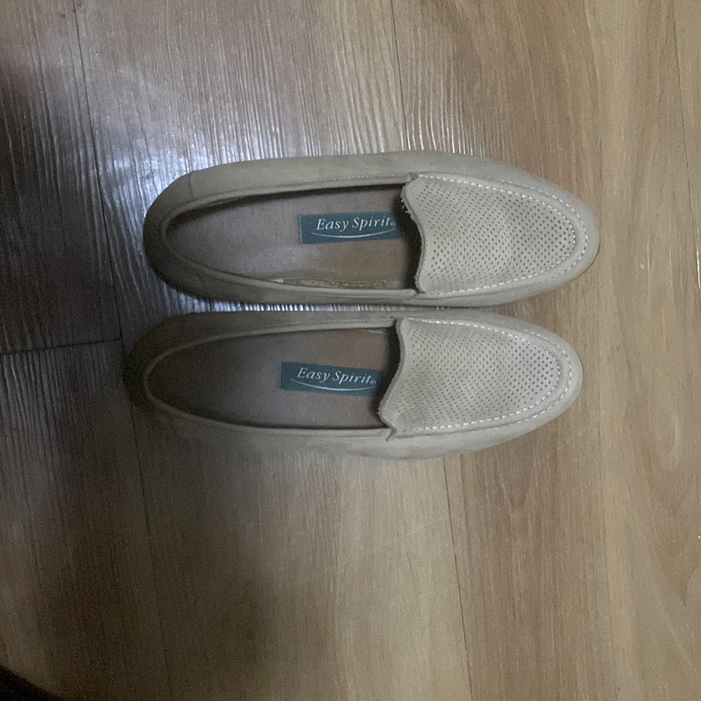 Women tan suede loafer comfortable casual shoe